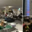 Stranded passengers wait in Schiphol Airport in Amsterdam as air traffic chaos enters a third day