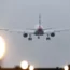 A plane landing at Gatwick Airport