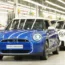 Mini cars on the production line in Oxford