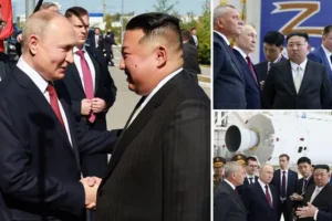 Smiling Putin meets North Korea’s Kim Jong Un at spaceport to beg for munitions in grubby aid-for-ammo deal