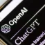 The logo and name of the technology company OpenAI which developed ChatGPT