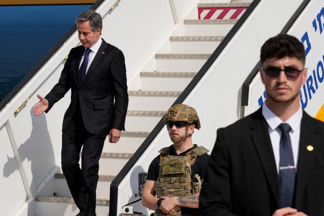 0074b3efa05e4fb9978acadeba159dcc US secretary of state Antony Blinken arriving in Tel Aviv