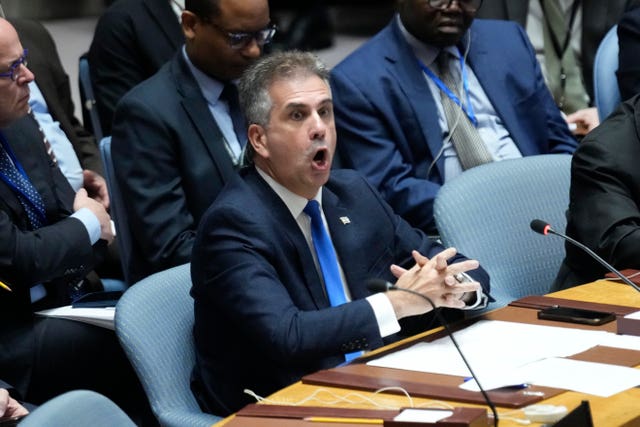 490f5a57e0b8463593f417b6d3fe67ae Eli Cohen speaks during the Security Council meeting