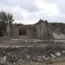 A destroyed cafe after a Russian rocket attack in the village of Hroza