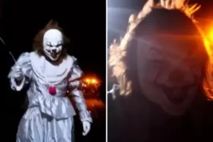 Creep dressed as Pennywise clown stalks streets of rural Scottish town as he dares police to catch him