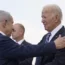 Israeli Prime Minister Benjamin Netanyahu greets US President Joe Biden in Tel Aviv
