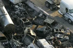 Crews clear wreckage after ‘superfog’ pile-ups leave at least seven dead