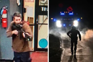 Maine gunman who killed 18 ‘still at large and could be planning another attack’, as police raid family home