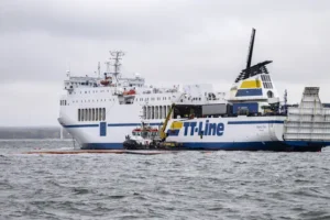 Ferry that ran aground repeatedly off Swedish coast is leaking oil