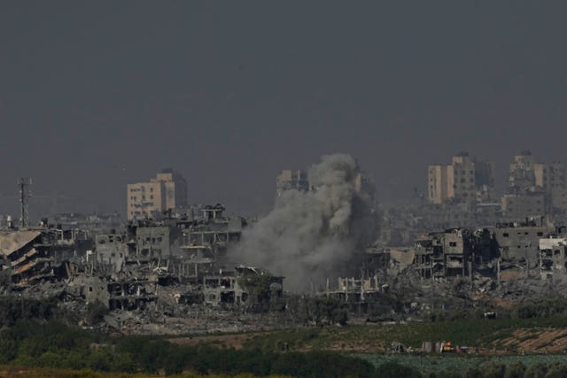 Smoke rises from the Gaza Strip during the ongoing bombardment by the Israeli military