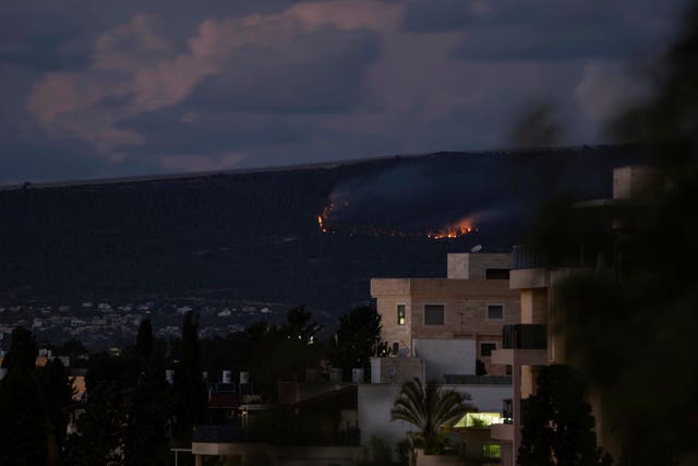 8eaa3b8bf53b4960ae141e56adace26e A fire burns on the Israeli side of the border with Lebanon after explosions on Sunday
