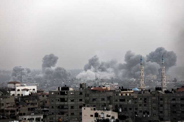 b4eca843837440469026edd7d9b69171 Smoke rises following an Israeli bombardment on Gaza City on Sunday