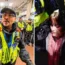 Protesters and police in Waterloo on Saturday