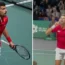 Djokovic gestures to a noisy section of British fans in the crowd