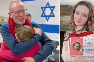 ‘Emily has come back to us’: Heart-warming moment Irish-Israeli girl, 9, reunites with father after Hamas release