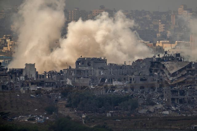 7eda1d3d348849ceb1589419463edefd Smoke rises from an explosion in the Gaza Strip as seen from southern Israel