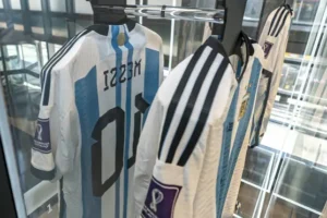 Set of six Lionel Messi World Cup shirts sells for £6.1m at auction in New York