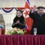 North Korean leader Kim Jong Un, second right, with his daughter and his wife Ri Sol Ju, left, celebrates the new year in Pyongyang