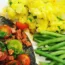 Seabeam, chorizo salad, saffron mash