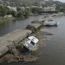 Trees and debris in the marina of Saint-Gilles les Bains on the French Indian Ocean island of Reunion on Tuesday