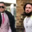 Stephen Bear following his release from prison (r) and outside Chelmsford Crown Court (l)