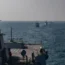 HMS Bangor and HMS Chiddingfold are pictured among other ships in formation in the Arabian Gulf during exercise Phantom Scope, October 7, 2023