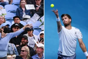 Pro-Palestine protester halts Australian Open with leaflet demo as Britain’s Cameron Norrie watches on with bemusement