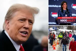 Donald Trump wins Republican presidential primary in New Hampshire but sole opponent vows to stay in the race