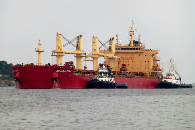 The bulk carrier Gibraltar Eagle which was hit by a Houthi missile on Monday
