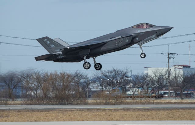 5310ce2cda174b14a0dc13ca04156c7c An F-35A fighter jet of the United States takes off from the US Osan Air Base in Pyeongtaek, South Korea