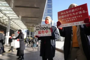 LGBTQ+ activists in Japan demand marriage equality for same-sex couples