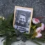 A portrait of Russian opposition leader Alexei Navalny left in tribute to him by his mother Lyudmila Navalnaya (AP)