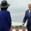 President Joe Biden greets Los Angeles Mayor Karen Bass as he arrives at Los Angeles International Airport ((Manuel Balce Ceneta/AP)