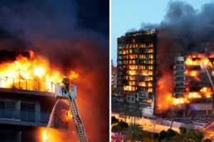 Horror as four people die and 19 missing after fire in two tower blocks in Valencia traps residents on balconies