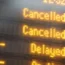 A railway station departures board