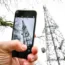 A mobile phone next to a telecoms mast near Dundry, Somerset