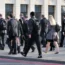 Rush hour commuters walking, London Bridge, London, United Kingdom