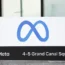 The Meta logo on the side of a building