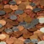 A pile of Ip, 2p, 5p, 10p, 20p and 50p coins