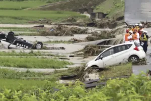 Hundreds flee as heavy rain in northern Japan triggers floods and landslides