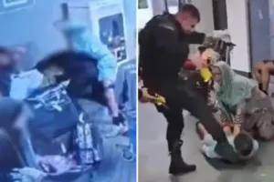 New Manchester Airport video appears to show officers being attacked as family of kicked man issues ‘plea for calm’