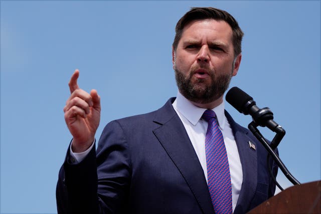 3c0c492cc5b74410a7d9581501b75f2b JD Vance speaks during the campaign rally