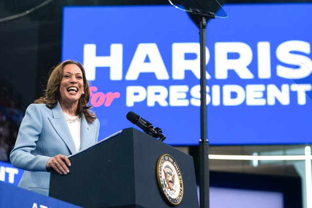4824cc110b1c490a8d2084434396aebc US vice president Kamala Harris speaks during a campaign rally in Atlanta
