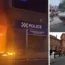 Violence erupted in Sunderland tonight as rioters set a police station ablaze