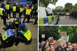 Hospital staff sent home and shops close early as disorder continues across UK cities – as more arrests made
