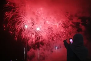 Shakespeare’s Globe evacuated as Algerian football fans light up London with illegal fireworks display