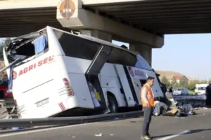 Nine killed after bus crashes into overpass in Turkey