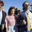 Amanda Knox arrives flanked by her husband, Christopher Robinson, right, and her lawyer, Luca Luparia Donati, left, at a court in Florence, Italy, on June 5 2024
