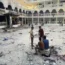The yard of a school hit by an Israeli air strike in Gaza City on Saturday