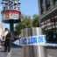 The scene after the stabbing on Monday